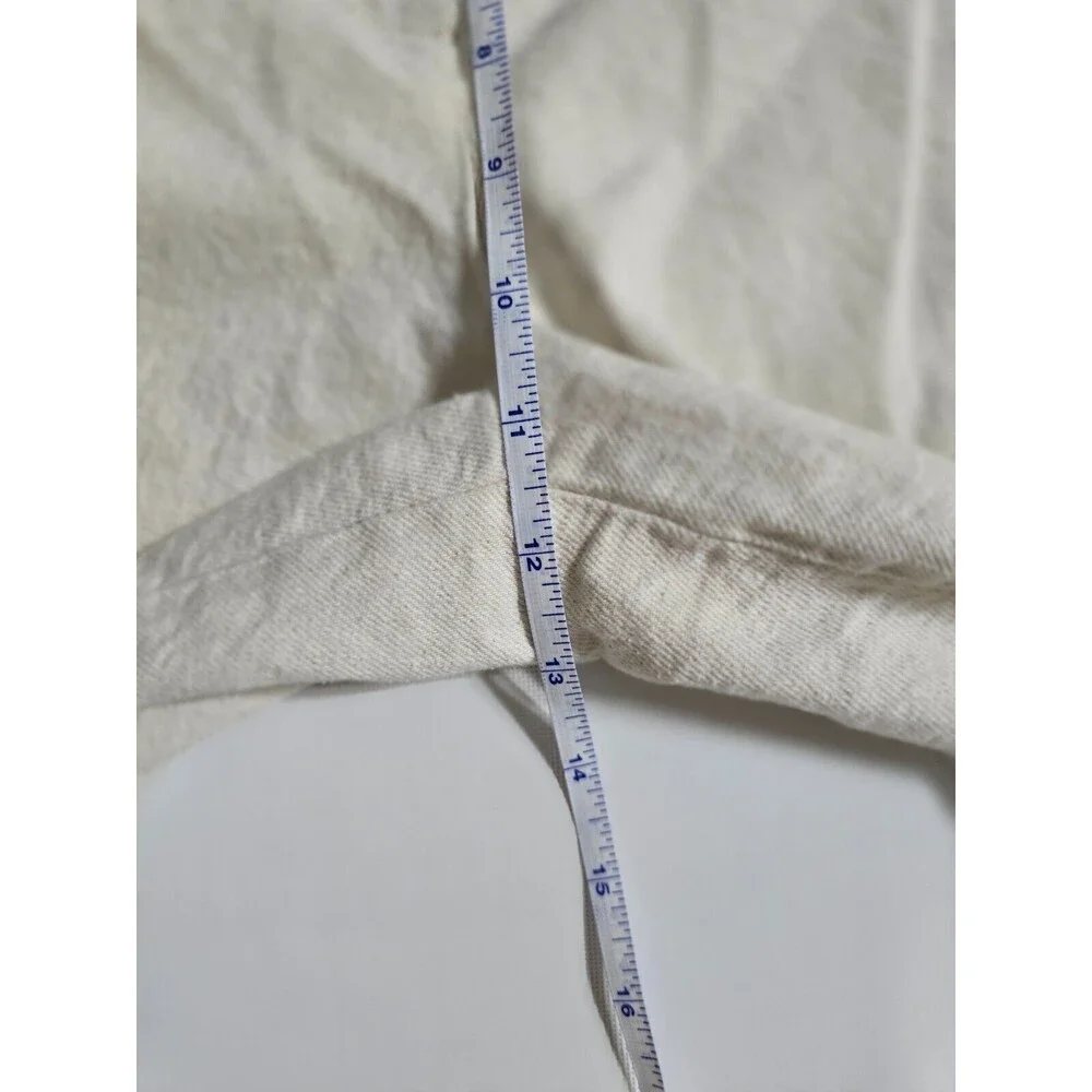 Zara Linen-Cotton Women's Wide Leg Ivory Pants Size L